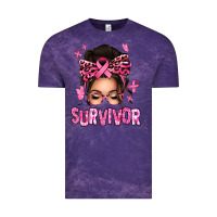 Cloud Purple breast cancer survivor afro messy bun Vintage Tee - texasbilliewilder