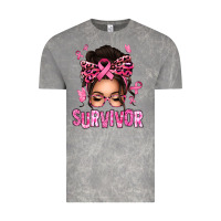 Cloud Rock breast cancer survivor afro messy bun Vintage Tee - texasbilliewilder