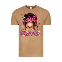 Vintage Camel breast cancer survivor afro messy bun Vintage Tee - texasbilliewilder
