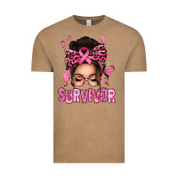 Vintage Coffee breast cancer survivor afro messy bun Vintage Tee - texasbilliewilder