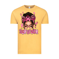 Vintage Mustard breast cancer survivor afro messy bun Vintage Tee - texasbilliewilder