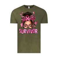Vintage Olive breast cancer survivor afro messy bun Vintage Tee - texasbilliewilder