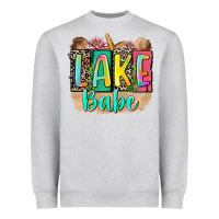 Heather Grey lake babe Heavyweight Sweatshirt - Zillion Design Studio