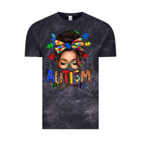 Cloud Black autism mom afro messy bun Vintage Tee - texasbilliewilder