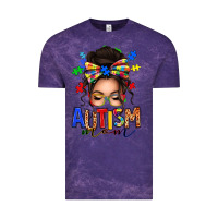 Cloud Purple autism mom afro messy bun Vintage Tee - texasbilliewilder