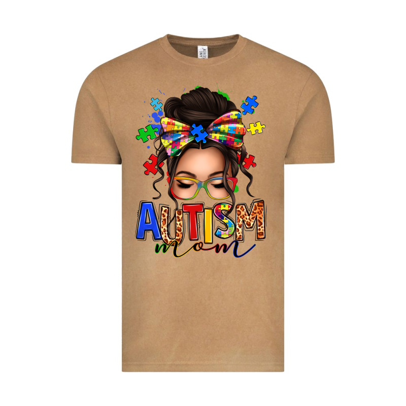 Autism Mom Afro Messy Bun Vintage Tee by texasbilliewilder | Teevron