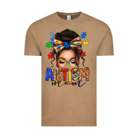 Vintage Coffee autism mom afro messy bun Vintage Tee - texasbilliewilder