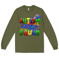 Army Green autısm support squad Long Sleeve Tee - AdoDesignShop