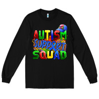 Black autısm support squad Long Sleeve Tee - AdoDesignShop