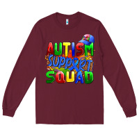 Burgundy autısm support squad Long Sleeve Tee - AdoDesignShop