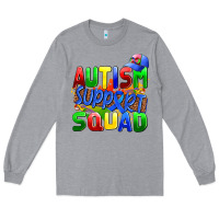Heather Grey autısm support squad Long Sleeve Tee - AdoDesignShop