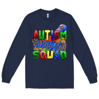 Navy autısm support squad Long Sleeve Tee - AdoDesignShop