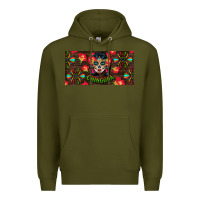 Army Green Chingona Sugar Skull License Plate Premium Hoodie - BundleAndBundleShop