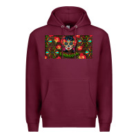 Burgundy Chingona Sugar Skull License Plate Premium Hoodie - BundleAndBundleShop