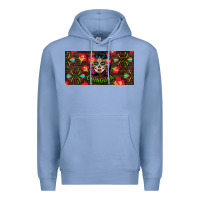 Colony Blue Chingona Sugar Skull License Plate Premium Hoodie - BundleAndBundleShop