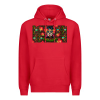 Red Chingona Sugar Skull License Plate Premium Hoodie - BundleAndBundleShop