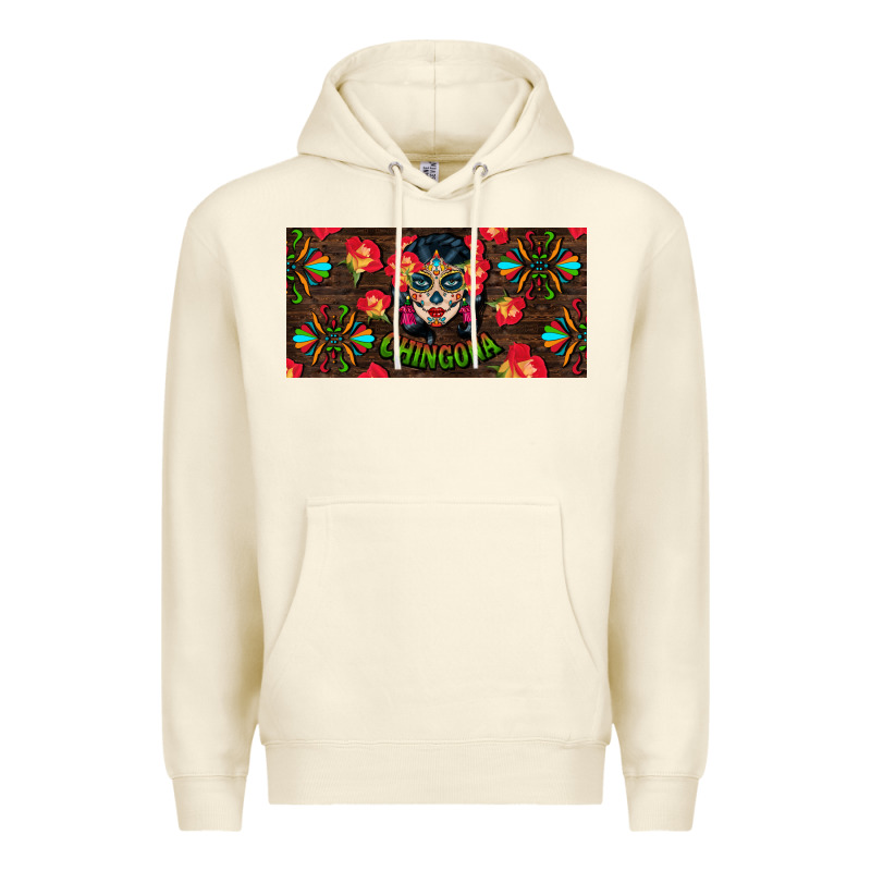 Chingona Sugar Skull License Plate Premium Hoodie by BundleAndBundleShop | Teevron