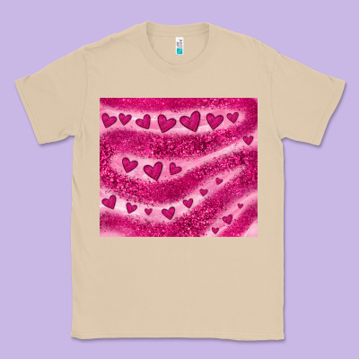 Pink Glitter Heart Classic Tee Designed By Jahusdesignshop