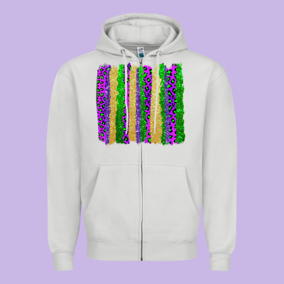 Mardi Gras Brushstrokes Zipper Hoodie Designed By Adodesignshop