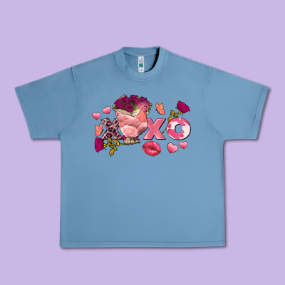 Chicken Valentine's Day Xoxo Urban Heavy Tee Designed By Fadigitalartstudio
