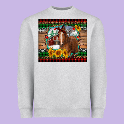 Christmas Farm And Horse Heavyweight Sweatshirt Designed By Ranaportraitstore