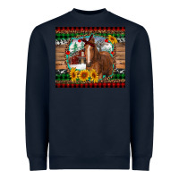 Navy christmas farm and horse Heavyweight Sweatshirt - RanaPortraitStore