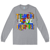 Heather Grey teach love inspire Long Sleeve Tee - AdoDesignShop