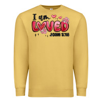 Antique Gold i am loved john 3 16 Premium Sweatshirt - MaliasSmallBusiness