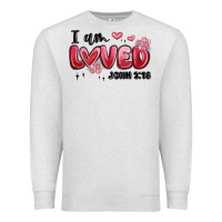 Oatmeal Heather i am loved john 3 16 Premium Sweatshirt - MaliasSmallBusiness