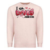 Pale Pink i am loved john 3 16 Premium Sweatshirt - MaliasSmallBusiness