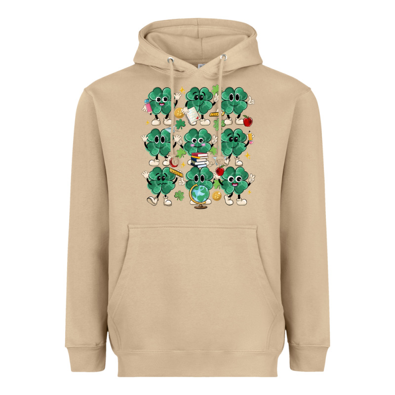 Teacher St Patrick Day Clovers Heavyweight Hoodie by MaliasSmallBusiness | Teevron