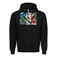 Black usa and mexico flag with leopard cowhide and gemstone background Zipper Hoodie - Artiststas