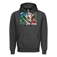 Charcoal Heather usa and mexico flag with leopard cowhide and gemstone background Zipper Hoodie - Artiststas