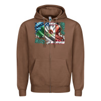 Chestnut usa and mexico flag with leopard cowhide and gemstone background Zipper Hoodie - Artiststas