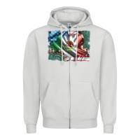 Dove Grey usa and mexico flag with leopard cowhide and gemstone background Zipper Hoodie - Artiststas