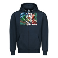 Navy usa and mexico flag with leopard cowhide and gemstone background Zipper Hoodie - Artiststas