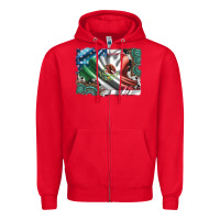 Red usa and mexico flag with leopard cowhide and gemstone background Zipper Hoodie - Artiststas
