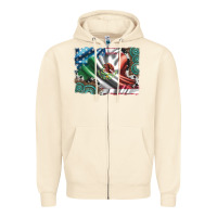 Sandshell usa and mexico flag with leopard cowhide and gemstone background Zipper Hoodie - Artiststas
