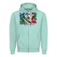 Seafoam usa and mexico flag with leopard cowhide and gemstone background Zipper Hoodie - Artiststas