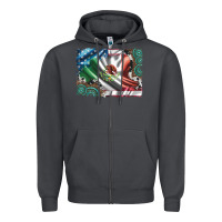 Smoke usa and mexico flag with leopard cowhide and gemstone background Zipper Hoodie - Artiststas