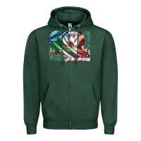 Sports Green usa and mexico flag with leopard cowhide and gemstone background Zipper Hoodie - Artiststas
