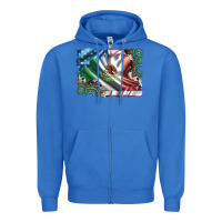 True Royal usa and mexico flag with leopard cowhide and gemstone background Zipper Hoodie - Artiststas