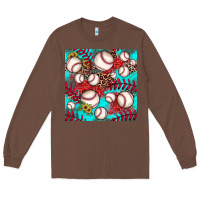 Chestnut baseball leopard turquoise sunflower seamless pattern Long Sleeve Tee - JahusDesignShop