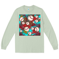 Matcha baseball leopard turquoise sunflower seamless pattern Long Sleeve Tee - JahusDesignShop
