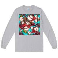 Moon Dust baseball leopard turquoise sunflower seamless pattern Long Sleeve Tee - JahusDesignShop