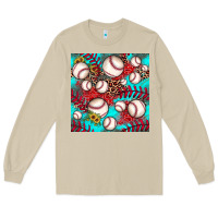 Mushroom baseball leopard turquoise sunflower seamless pattern Long Sleeve Tee - JahusDesignShop