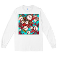 White baseball leopard turquoise sunflower seamless pattern Long Sleeve Tee - JahusDesignShop