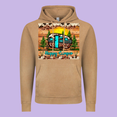 Happy Camper Vintage Hoodie Designed By Jahusdesignshop