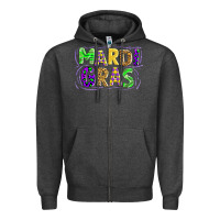 Charcoal Heather mardi gras Zipper Hoodie - AdoDesignShop
