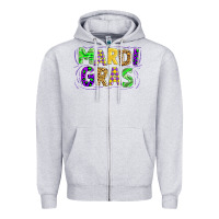 Heather Grey mardi gras Zipper Hoodie - AdoDesignShop